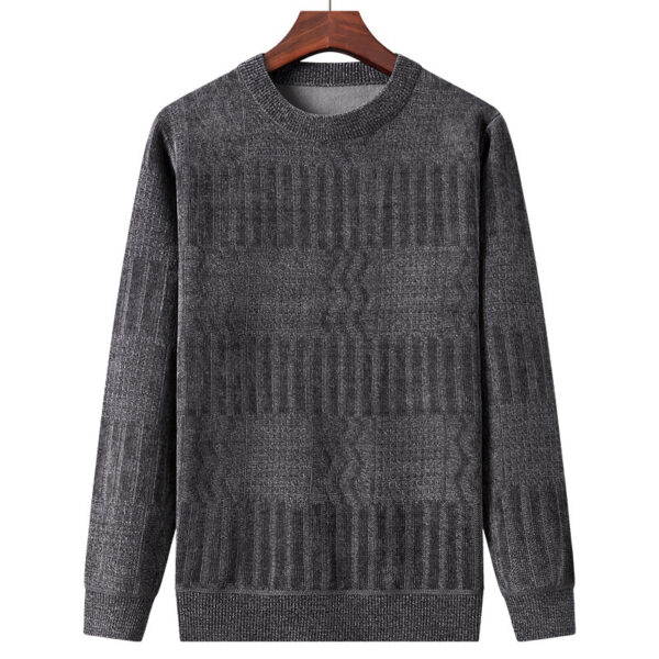 Men's Autumn And Winter Fleece Lined Padded Warm Keeping Chenille Sweater - Image 4