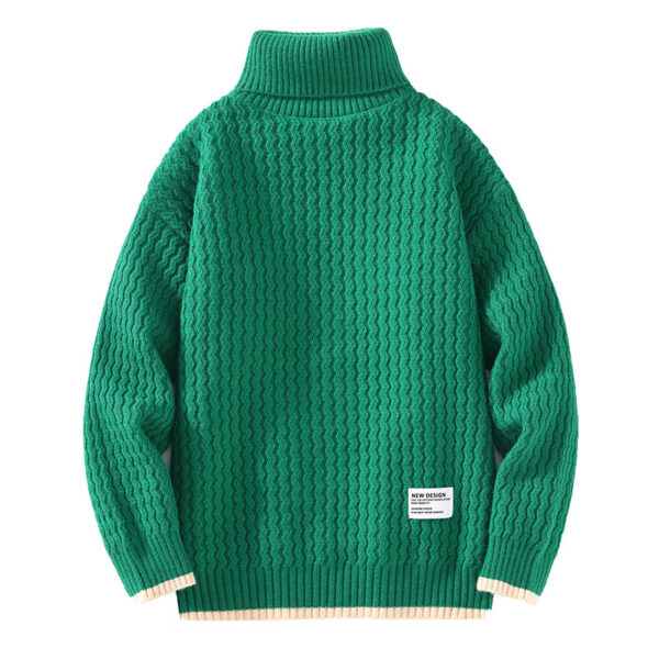Winter Turtleneck Sweater Men's Loose Solid Color - Image 2
