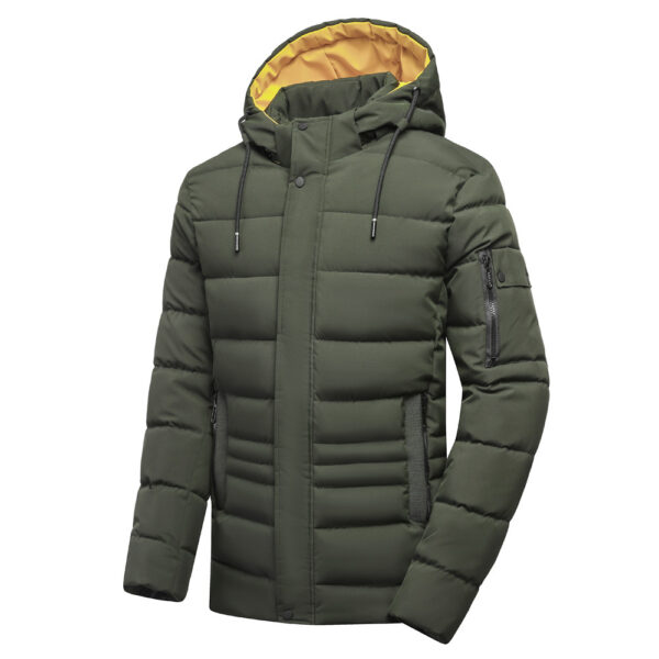 Fleece-lined Thickened Cotton Clothing Men's Coat Hooded Detachable Plus Size - Image 3
