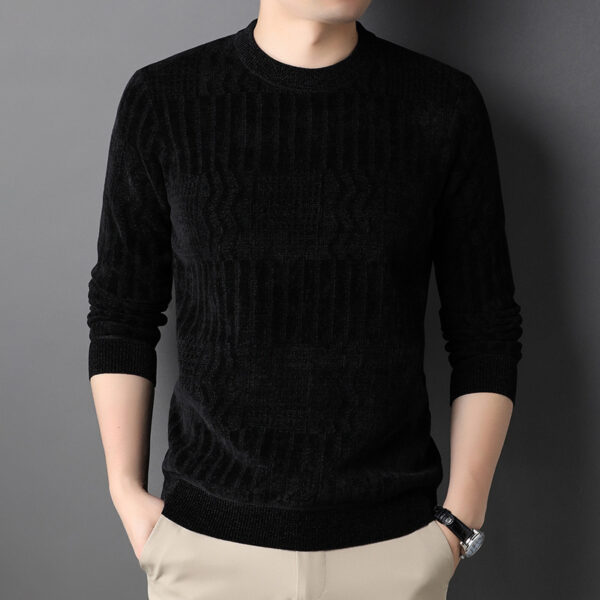Men's Autumn And Winter Fleece Lined Padded Warm Keeping Chenille Sweater - Image 7