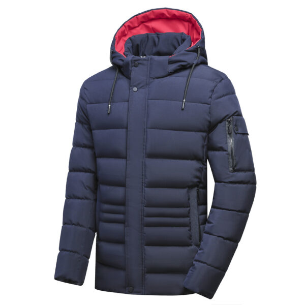 Fleece-lined Thickened Cotton Clothing Men's Coat Hooded Detachable Plus Size - Image 5