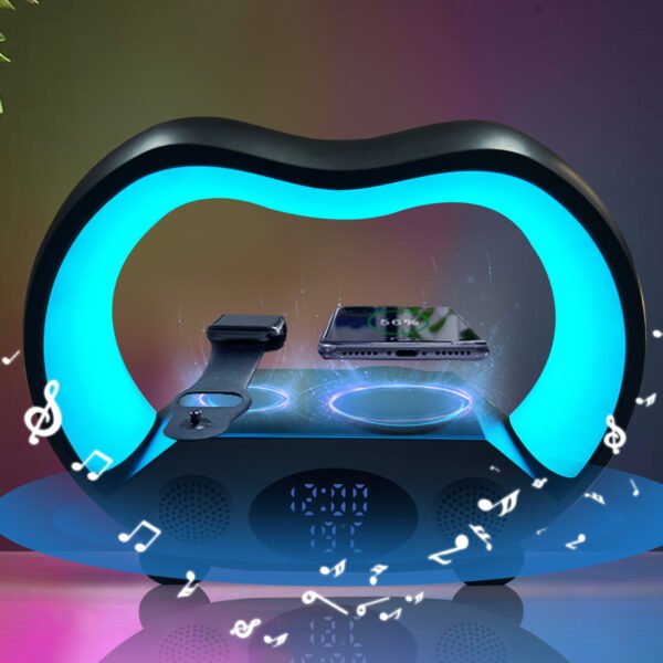 2024 New 6 In 1 Smart Remote Control Bluetooth Ambience Intelligent LED Table Lamp Multi-function Wireless Charger Night Light Bluetooth Speaker - Image 6