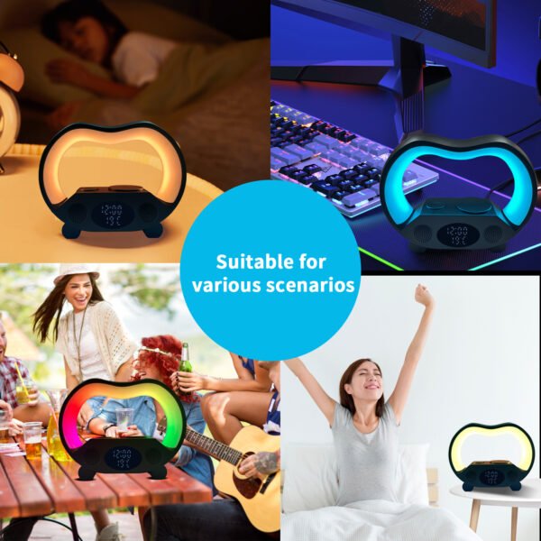2024 New 6 In 1 Smart Remote Control Bluetooth Ambience Intelligent LED Table Lamp Multi-function Wireless Charger Night Light Bluetooth Speaker - Image 4