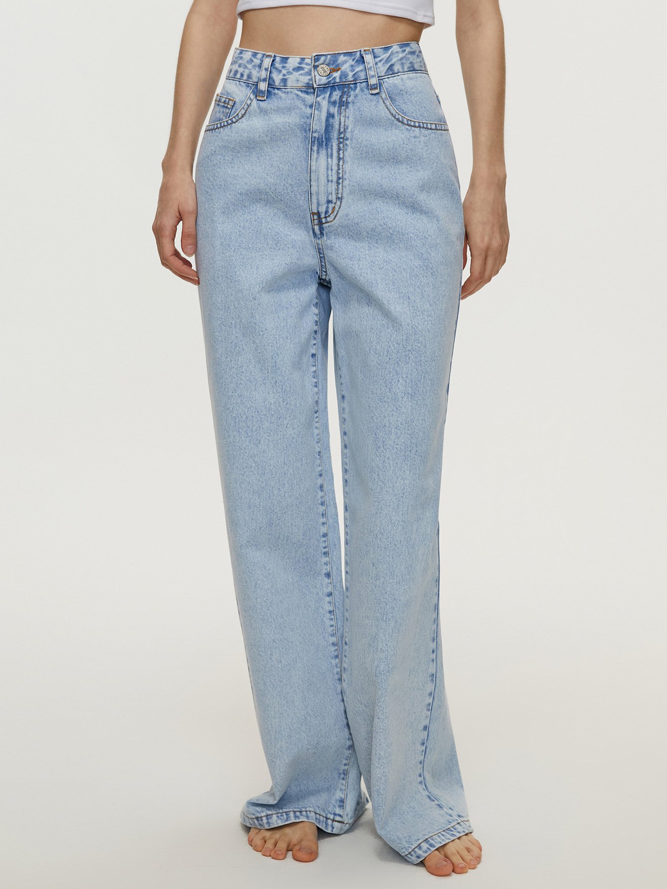 Women's Straight Loose High Waist Denim Trousers - Image 6