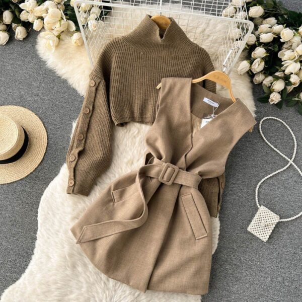 Short Sweater Vest Suit Skirt Two-piece Set - Image 3