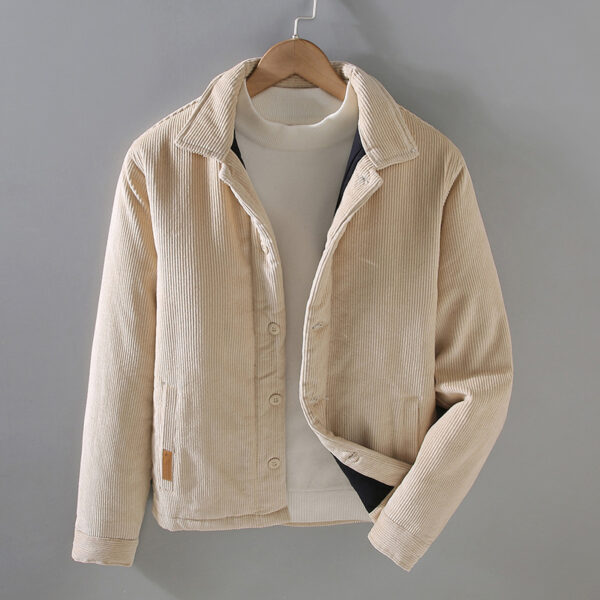 Men's Lapel Corduroy Loose Retro Corduroy Cotton Coat - Image 8