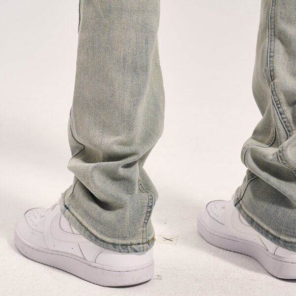 High Street Yellow Mud Washed And Distressed Men's Casual Pants - Image 7