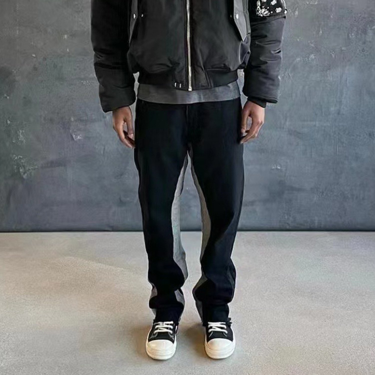 Men's Contrasting Black And Gray Trousers - Image 3