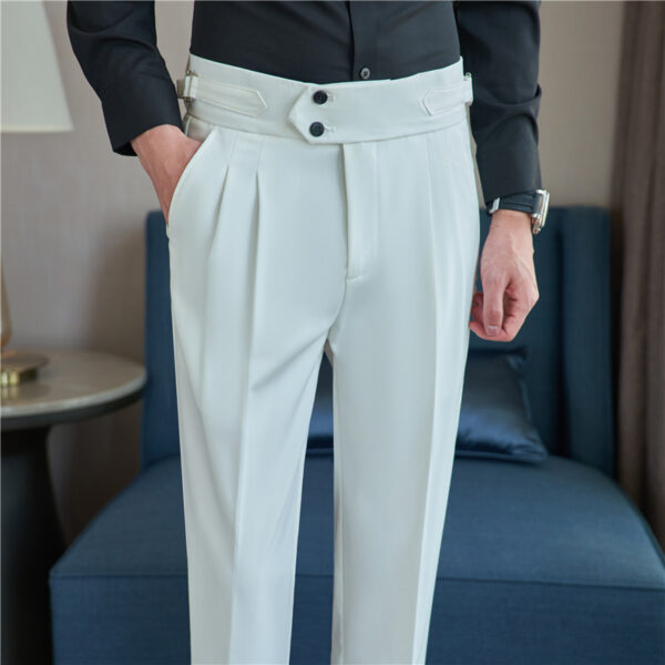 Men's Mid High Waisted Drape Style Long Casual Pants - Image 8