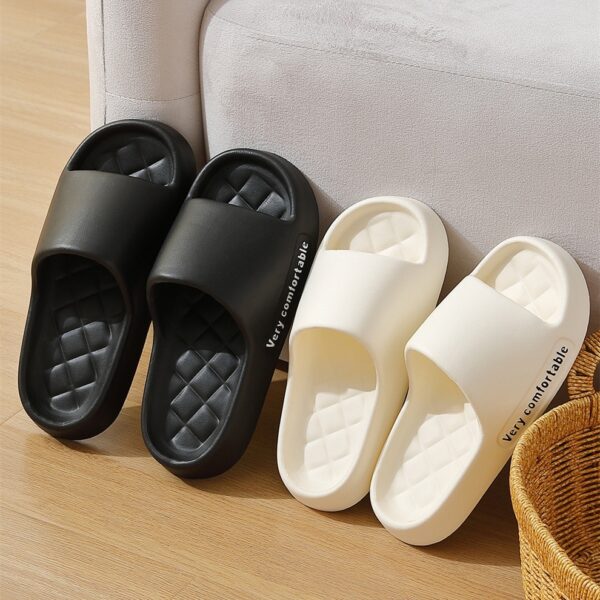Summer Rhombus Slipper Indoor House Shoes For Men Women Couples Solid Color Non-slip Bathroom Slippers - Image 4
