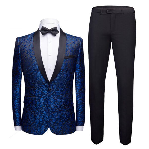 Men's Floral Suit Trousers Suit Slim-fit Banquet Stage Wear - Image 7