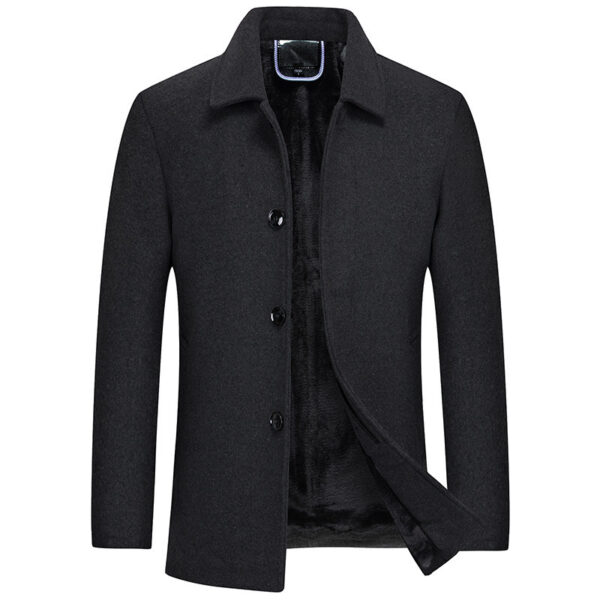 Men's Woolen Overcoat With Fleece And Thick Lapels - Image 5
