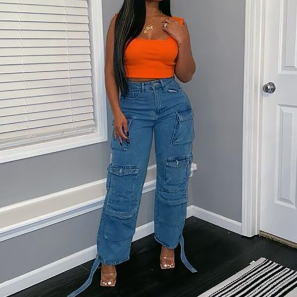 European And American Fashion Multi-pocket Jeans