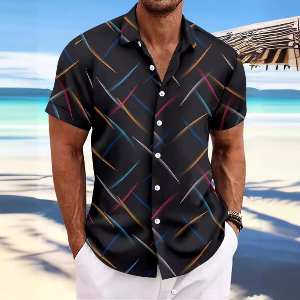 Casual Beach Short Sleeve Button Shirt - Image 3