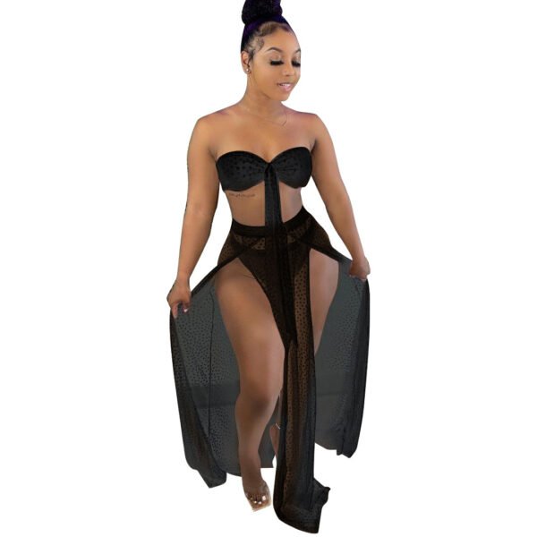 Skirt 3 Piece Solid Color Sexy Swimsuit - Image 4