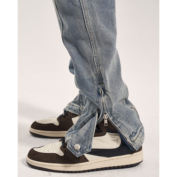 High Street Distressed 3D Cut Jeans With Side Zipper - Image 5