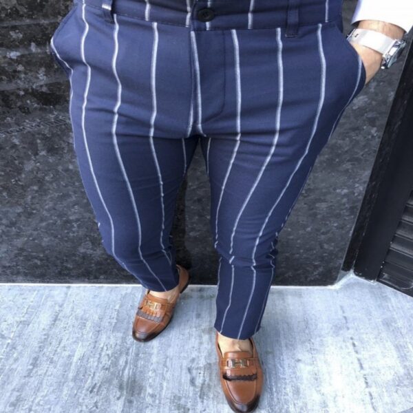 Spring And Autumn Slim Fit Men's Business Casual Pants Long Pants 3D Plaid - Image 2