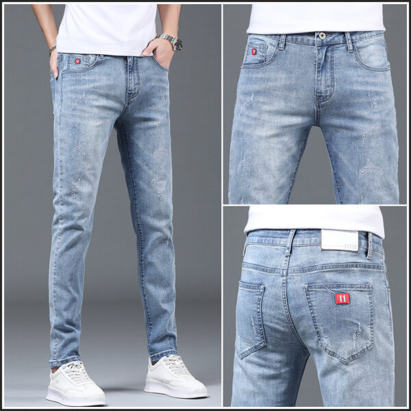 Thin Men's Slim Fit Ripped Leisure Trousers - Image 8