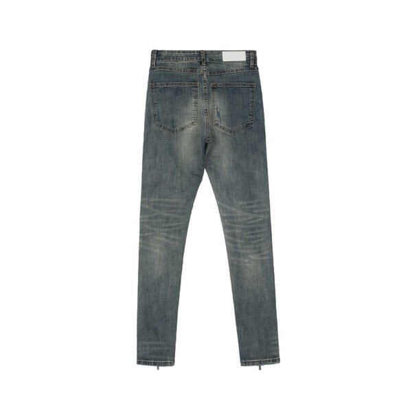 Distressed Slim-fit Jeans With Zipper Straight Pants - Image 2