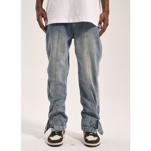 High Street Distressed 3D Cut Jeans With Side Zipper - Image 2