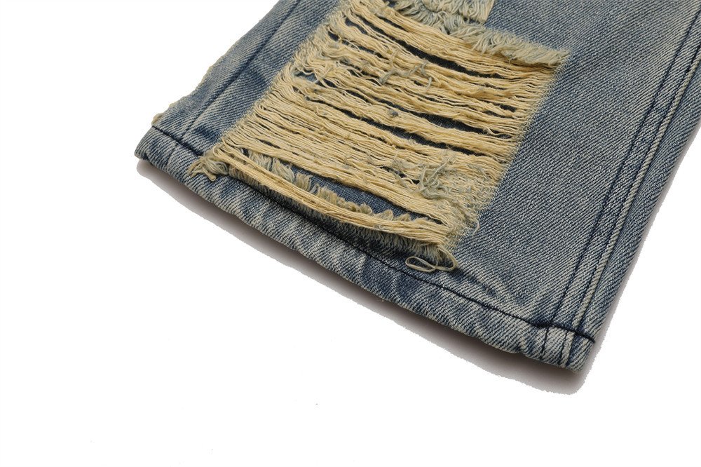 High Street Hand Scratched Whiskering Jeans Men's - Image 4