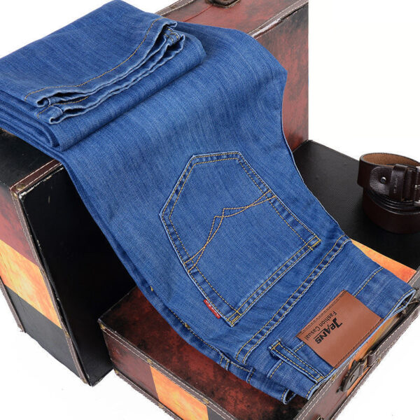 Loose Straight Casual Work Stretch Jeans For Men - Image 7