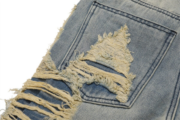 High Street Hand Scratched Whiskering Jeans Men's - Image 4