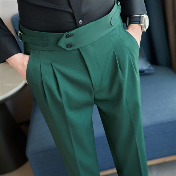 Men's Mid High Waisted Drape Style Long Casual Pants - Image 3