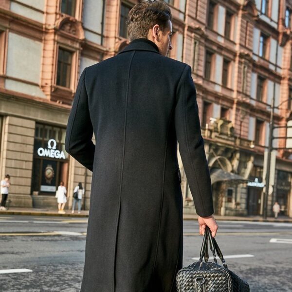 Men's Long Sleeve Woolen Coat - Image 5