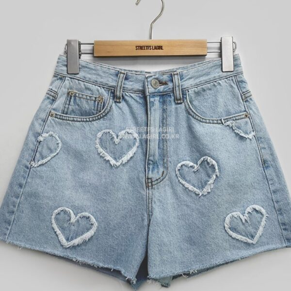 Water Scrubbing High Waist Denim Shorts - Image 3