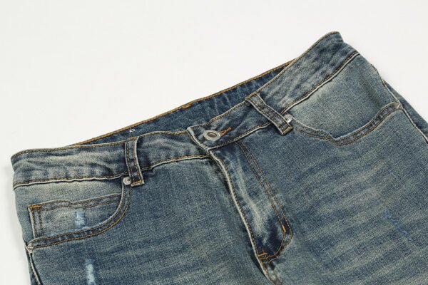 Distressed Slim-fit Jeans With Zipper Straight Pants - Image 6