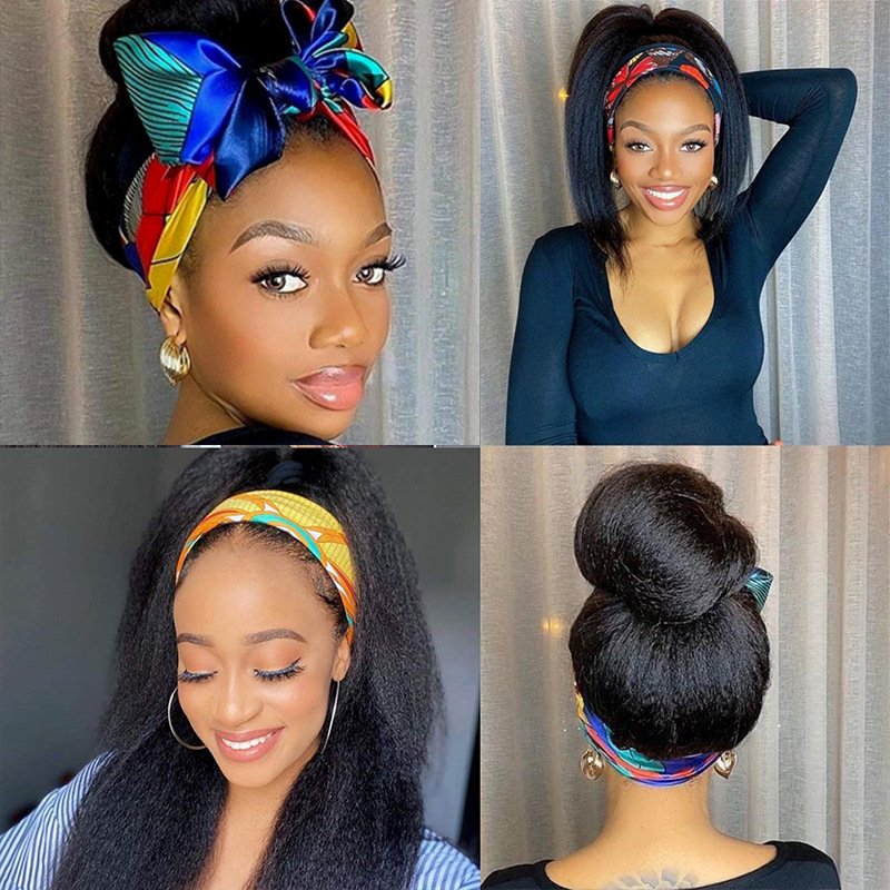 Real Hair Ice Silk Headband Tie Headgear Yaki Upside Down - Image 4