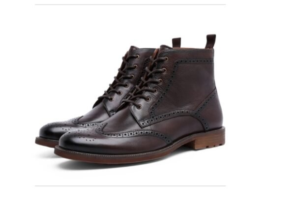 Brock Carved Business British Style Men's Shoes Leather Boots Men - Image 3