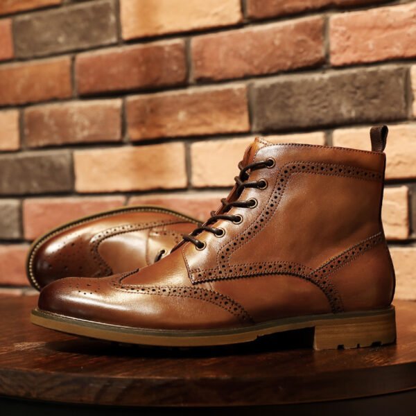 Brock Carved Business British Style Men's Shoes Leather Boots Men - Image 8