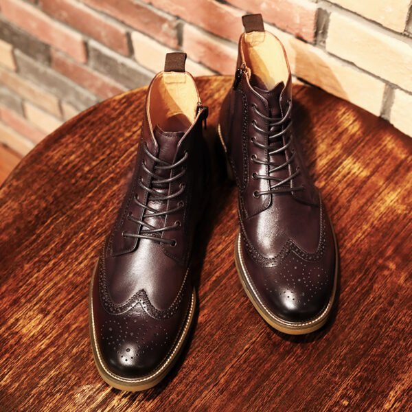 Brock Carved Business British Style Men's Shoes Leather Boots Men - Image 9