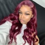 European And American New Wine Red Mid-length Curly Hair