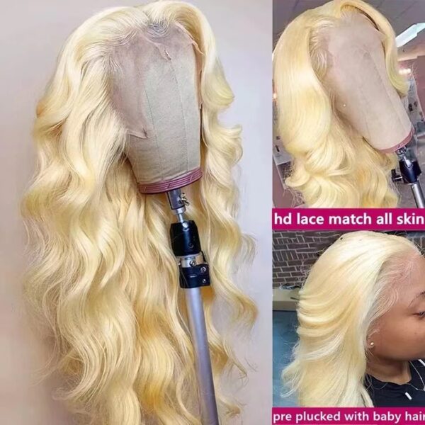 Long Curly Hair Light Blonde Big Waves African Women's Lace Wig - Image 5