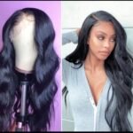 Real shot Europe and America ladies temperament free big wave long curly hair fluffy black front lace chemical fiber wig headgear