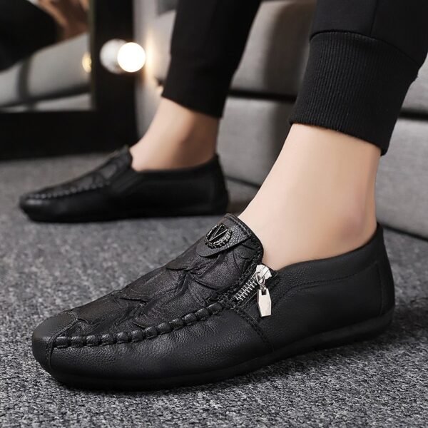 Vintage Zipper Casual Leather Shoes - Image 2