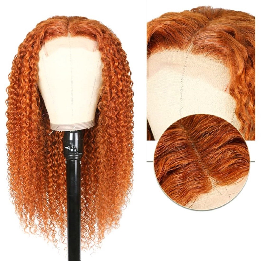 Front Lace Small Curly Orange Curly Hair Chemical Fiber Fake Head Cover - Image 4
