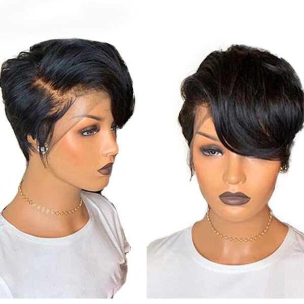 Real Hair Lace Head Cover Short Wig - Image 4