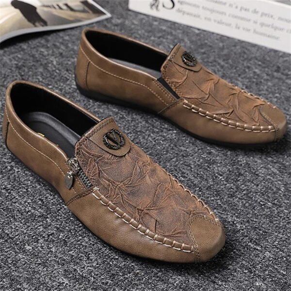 Vintage Zipper Casual Leather Shoes - Image 3