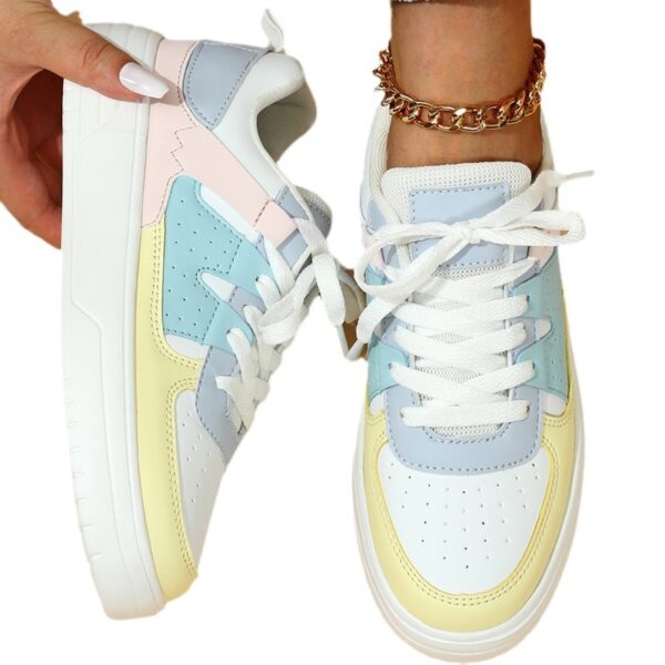 Trendy Fashion Platform Sneakers Soft Bottom Comfortable Lace-up Outdoor Casual Flat Shoes - Image 4
