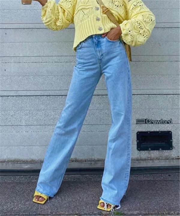 New Women's Raw Hem High Waist Denim Trousers - Image 7