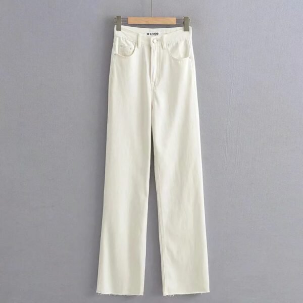 New Women's Raw Hem High Waist Denim Trousers - Image 8