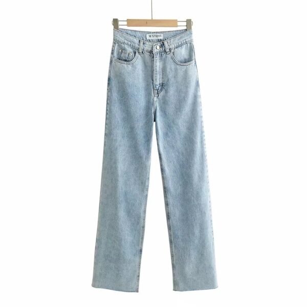 New Women's Raw Hem High Waist Denim Trousers - Image 6