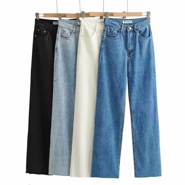 New Women's Raw Hem High Waist Denim Trousers - Image 3