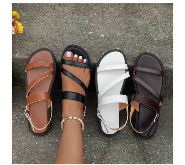 One-line Flat For Outdoors Casual Sandals Women's Shoes Sandals Plus Size Beach - Image 8