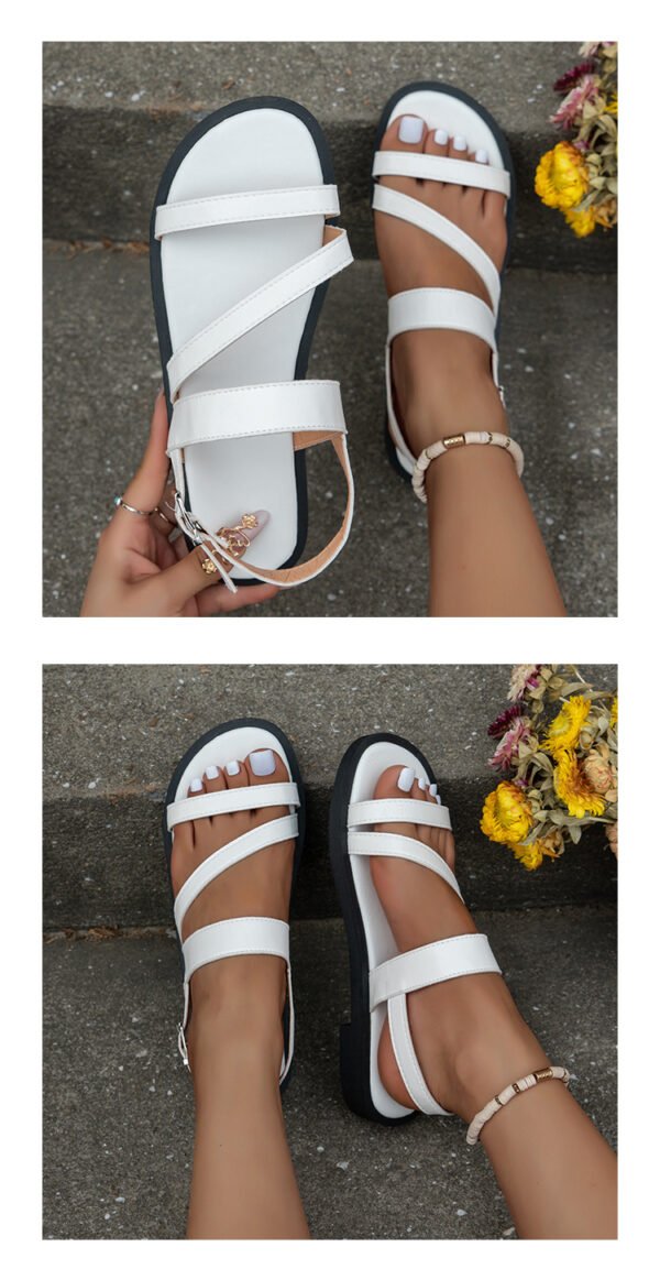 One-line Flat For Outdoors Casual Sandals Women's Shoes Sandals Plus Size Beach - Image 3