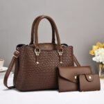 Endless Fashion, Woven Texture Three-piece Set Large Capacity One Shoulder Combination Bags
